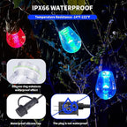 Outdoor String Lights 75FT, Outdoor Lights for Patio with 30 Dimmable RGBW LED Bulbs, IP66 Waterproof Shatterproof, with APP Control & Remote, 24V Adapter Color Change,for Backyard Decor