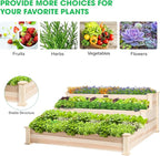 VIVOSUN 3-Tier Wooden Raised Garden Bed, 48 x 48 x 21 Inches, Outdoor Wood Planter Kit for Plants, Herbs, and Vegetables for Garden, Patio, Balcony, Backyard and Outdoors