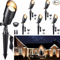 Gardenreet Solid Brass Spot Lights - Black Low Voltage Landscape Spotlight Outdoor, 12V LED Uplights Wired, Waterproof Electric for Patio Wall with 2700K Warm White MR16 Bulb (6 Pack)