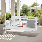 VEVOR Wooden Porch Swing 5 ft, Patio Bench Swing for Courtyard & Garden, Upgraded 880 lbs Strong Load Capacity, Heavy Duty Swing Chair Bench with Hanging Chains for Outdoors, White