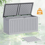 Devoko 260 Gallon Double-Wall Deck Box with Divider, Side Handles, Resin Outdoor Large Storage Box Waterproof and Lockable for Patio Furniture, Garden, Pool (Grey, 260 Gallon)