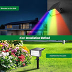 Solar Spot Lights Outdoor with 7 Lighting Modes RGB, 2 Pack Solar Color Changing Lights IP68 with 29 LED & Auto On/Off, Multicolor Outdoor Lights for Outside, Garden, Yard(Multicolor)