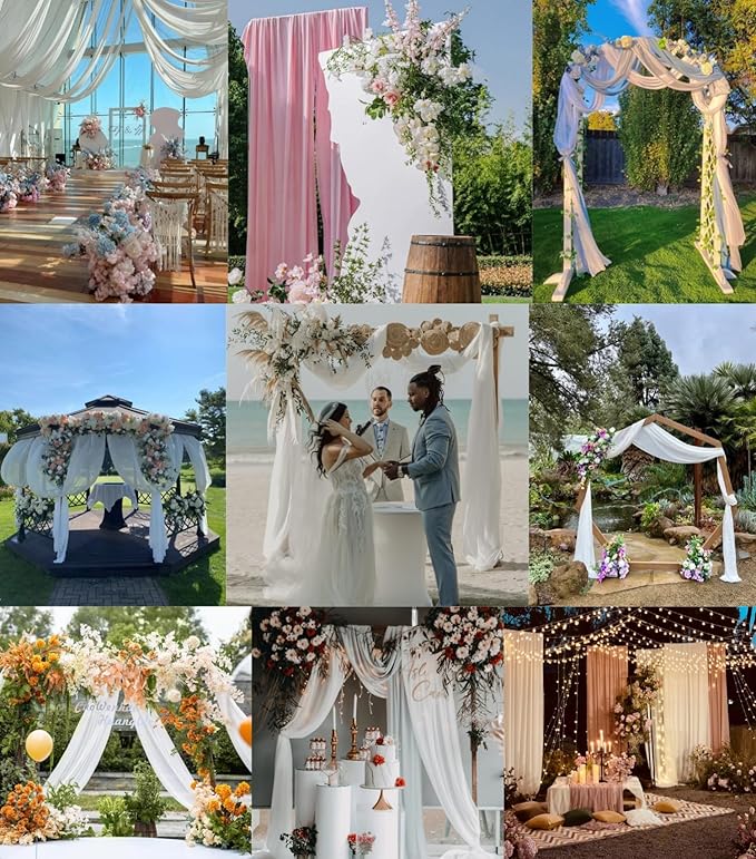 Outdoor Curtains: White Sheer Gauze Arch Drapes, 4 Panels, 29 x 20 ft