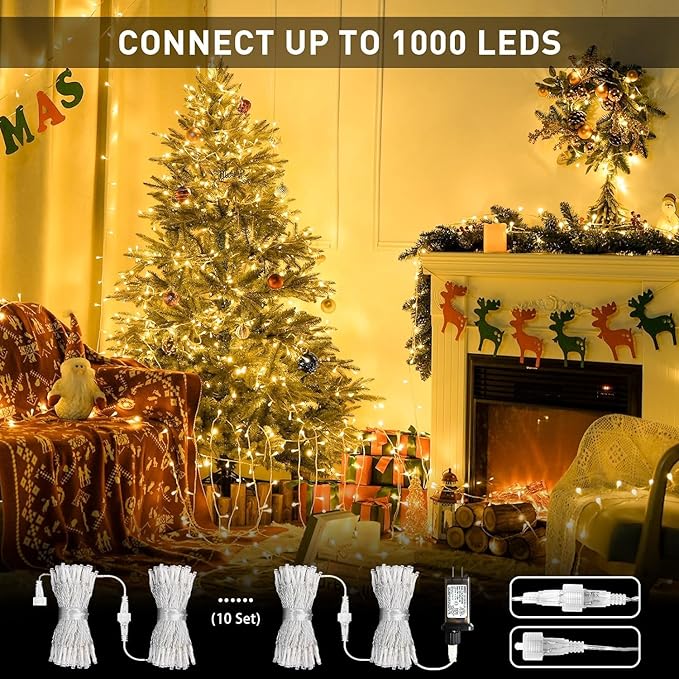 String Lights, Warm White LED, Connectable, IP44 Waterproof for Outdoor Use
