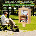 Outdoor Library Outdoor Book Box Storage Wooden Cabinet Little Literature Box for Neighborhoods Community and Schools Sharing Books, Flyers, Newspapers, Food and Art(C)