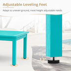 LUE BONA Outdoor Coffee Table, HDPS Patio Coffee Tables for Outside Rectangle, Adjustable Levelling Feet/Weather Resistant, Patio Table for Deck, Pool, Balcony, Indoor or Outdoor Use, Aruba Blue