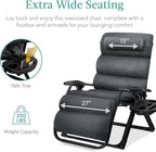 Best Choice Products Oversized Zero Gravity Chair, Folding Outdoor Patio Recliner, XL Anti Gravity Lounger w/Removable Cushion, Cup Holder, Side Tray, 350lb Capacity - Fossil Gray