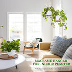 Hanging Planter for Indoor Plants 8 Inch, 2 Pack Hanging Baskets for Plants, Self Watering Hanging Flower Pots with Drainage Hole & 2 Kinds of Plant Hangers for Garden Home Decor (White, 8 inch)
