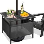LZRS Adirondack Square Outdoor Side Table with Umbrella Hole, Pool Composite Patio Table,HDPE End Tables for Backyard,Pool, Indoor Companion, Easy Maintenance & Weather Resistant(Black)