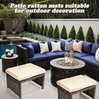 2 Pcs Patio Rattan Ottomans Outdoor Wicker Ottomans Patio Footstool Footrest with Removable Cushion Soft Zippered Cushions Function Footstool Seat Table for Backyard Balcony Poolside(Beige, Brown)