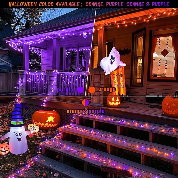String Lights, 168 ft Outdoor 600 LED Orange to Purple with Remote