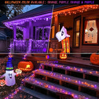 String Lights, 168 ft Outdoor 600 LED Orange to Purple with Remote