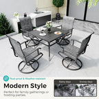 Pamapic 5-Piece Outdoor Dining Set, Patio Dining Set for 4, Outdoor Table and Chairs, All-Weather Outdoor Patio Set with Textilene Swivel Chairs for Garden, Poolside, Deck，Gray