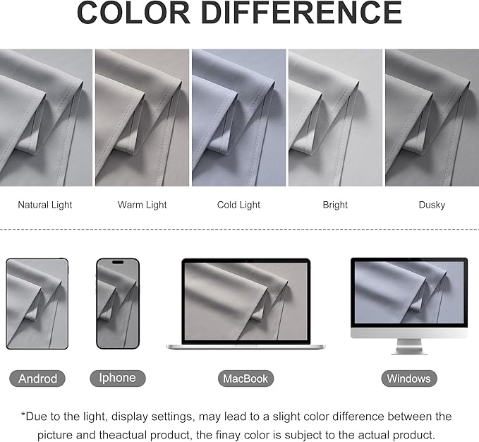 RYB HOME Outdoor Curtains for Patio Waterproof Block Sunlight Thermal Insulated Privacy Assured Thick Outside Curtains for Pergola, Deck, Gazebo, W52 x L90, Light Grey, 1 Panel
