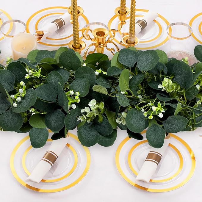 Artificial Eucalyptus Garland 2-Pack, 6 Ft Green with Shapeable Wire