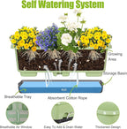 Window Box Planter 6 Pcs, 17 Inches Rectangle Flower Pots with Drainage Holes and Trays, Vegetable Planters for Windowsill Patio Garden Balcony Home Indoor Outdoor (Light Green, 18*10*6 inch)