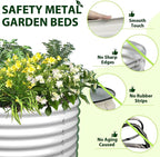 A ANLEOLIFE 6-Pack 4X4X1.5ft & 8X4X1.5ft Deep Root Galvanized Raised Garden Beds Outdoor for Planting Vegetables Flowers Herb,Antique White
