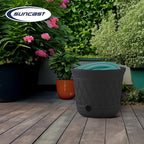 Suncast Lattice Hose Pot for Outdoor Garden Storage, Peppercorn - Holds 300 ft Expandable or 50 ft Standard 5/8" Vinyl Hoses, Resin Hideaway Organizer with Drainage and Water Supply Port