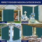 PureFit Outdoor Curtains for Patio Waterproof Weatherproof, UV Resistant Outside Curtains for Gazebo, Front Porch, Pergola, Sun Blocking Privacy Curtain, 120W x 108L inch, 1 Panel, Teal