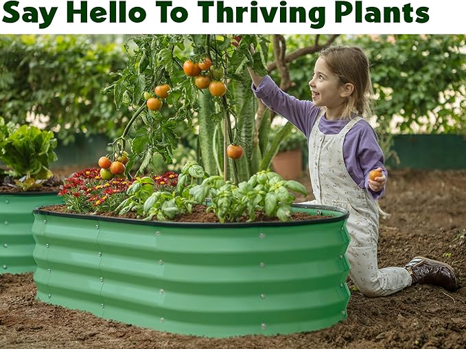 Plant & Plot Galvanized Raised Garden Beds Outdoor // 4×2×1 ft (2-Pack) Planter Raised Beds for Gardening, Vegetables, Flowers (Light Green) // Large Metal Garden Box