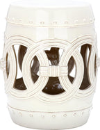 SAFAVIEH Home Collection Double Coin Cream Ceramic Indoor/ Outdoor Decorative Garden Stool (Fully Assembled)