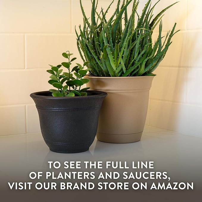The HC Companies Sierra Round Self-Watering Pot - Lightweight Plastic Planter for Herbs & More - Durable Plant Pots for Indoor Plants & Outdoor Plants (10” Arizona Sand, Pack of 1)