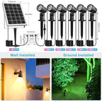 MEIHUA Solar Spot Lights Outdoor Color Changing, 6 in 1 Solar Landscape Lighting RGB Spotlights with Remote Control, IP66 Waterproof Solar Lights Outdoor Garden for Pathway Yard Pool Tree