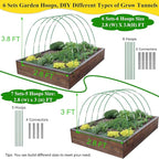 Greenhouse Hoops Grow Tunnel 6 Sets of 8FT Long Garden Hoops, Rust-Free Fiberglass Garden Hoops Frame for Garden Netting Raised Bed Plant Shade Cloth Row Cover, DIY Plant Support Garden Stakes- 36pcs