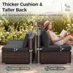 NICESOUL 8 Seat Extra Large Patio Furniture Set with Firepit Table Natural Gas/Propane, 29.3'' High-Back Luxury Outdoor Sectional Conversation Sets for 6 People, Brown Rattan and Dark Grey Cushion