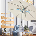 Ayge 9FT Large Outdoor Patio Umbrella Market Table Umbrella-UV Resistant, Easy Push Button Tilt and Crank, 8 Sturdy Fiberglass Ribs Heavy-Duty Pool Umbrella for Deck, Backyard,Garden,White