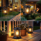 Solar Lanterns Outdoor Waterproof 4-Pack: Hanging Solar Lights for Outside Patio Decor for Garden Bright Black Modern Lanterns Decorative with Clips Gifts for Family Household Newlyweds - Warm Light