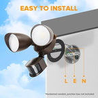 LUTEC 32W 3500 Lumen LED Security Lights Motion Sensor Light Outdoor, 5000K Daylight, IP65 Waterproof, Dusk to Dawn, Motion Detector Flood Light for Garage, Yard, Porch-Brown