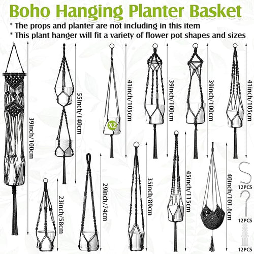 12 Pcs Macrame Plant Hangers Macrame Hanging Planters