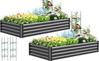 Quictent Galvanized Raised Garden Bed Metal Planter Box Bottomless for Backyard Outdoor, 4x3x1 Ft 2PCS, Dark Grey