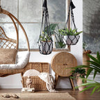 Artilady Black Plant Hanger Macrame Hanging Planter for Indoor Boho Plants Holder with Hooks Hanging Plant Basket Outdoor Window Wall Plants Home Decor (Black Macrame-2pcs)