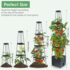 MQUPIN Tomato Planter Box with Trellis for Garden, 57 Inch Self-Watering Raised Garden Bed, Patio Tomato Cage for Climbing Vegetables & Flowers, Upgraded Tomato Pot for Indoor Outdoor Use (4 Pack)