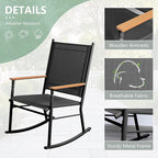 Shintenchi Outdoor Rocking Chairs Set of 2,Upgraded High Back Patio Rocking Chair Set,Breathable Textilene Fabric Outdoor Rocking Chair for Porch,Patio,Garden,Balcony,Black