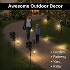 Solar Fairy Garden Accessories Outdoor 1 Pair - Metal Stakes Decorative Figurines Housewarming Ornament for Patio, Lawn, Yard, Pathway - Unique Gift Ideas for Gardening Mom Grandma (Warm Lighting)
