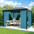 Outdoor Curtains for Patio Waterproof - 6 Panels Privacy Weatherproof Outside Curtains with Grommets for Pergola, Gazebo, Porch, Cabana, Balcony, 54 x 84 Inch, Teal