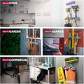 Storage Rack for Brooms and Mops, Wall Mount, Grey Plastic