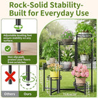 Metal Plant Stand, 7 Tier Tall Wrought Iron Plant Shelf Holder for Indoor, Outdoor Folding Tall Display Rack Flower Pot Stand for Corner Office Balcony Patio - BlackCircle