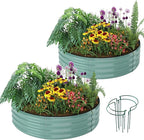 Galvanized Metal Planter Raised Garden Bed Kit for Gardening Outdoor Garden Box Raised Flower Bed 2PC Green 2X2X1FT