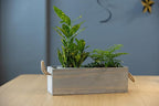 Wooden Planter Box with Handle I Rustic Barn Wood, Plastic Liner l Garden Decor l Restaurant and Wedding Decorations l Wedding Table Centerpiece (12x4 w Handle Set of 4, Natural)