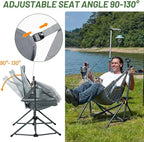 Timber Ridge Hammock Camping Chair with Adjustable Backrest, Heavy Duty Folding Hammock Chair Supports 300lbs, Portable Hammock Chair for Camping, Travelling and Patio, Grey