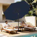 MEWAY 9ft Patio Umbrella Outdoor Table Umbrellas with Push Button Tilt and Crank, Market Umbrella 8 Sturdy Ribs for Deck, Garden, Pool and Backyard, Dark Blue