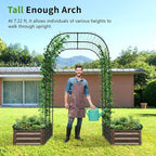 DoCred 3 in 1 Raised Garden Bed with 87in Tall Arch Trellis for Climbing Plants, Galvanized Planter Garden Box Outdoor for Gardening, Climbing Vegetables, Flower