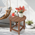 LZRS Round Adirondack Patio Side Table End Table, Outdoor Side Tables for Patio, Backyard,Pool, Indoor Companion, Easy Maintenance & Weather Resistant(Brown)
