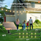 addlon 200FT(2 Pack*100FT) Solar String Lights Outdoor Waterproof with Remote, Dimmable Commercial Grade Solar Powered String Lights with 108 LED Bulbs, Hanging Light for Backyard Party Decor