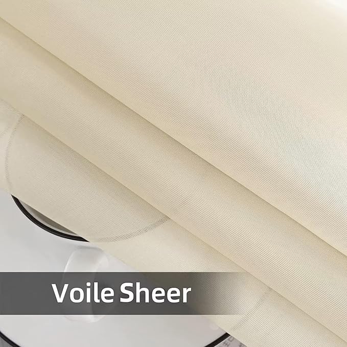 SpaceDresser Waterproof Outdoor Sheer Curtains for Patio - 2 Panels Rod Pocket Indoor Voile Sheer Curtain for Living Room,52W x 96L inch, Ivory