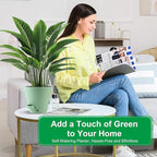 Self-Watering-Pots-for-Indoor-Plants, 8 Inch Flower Pots for Indoor Plants, 3 Packs Plastic Planters with Drainage Holes and Saucers